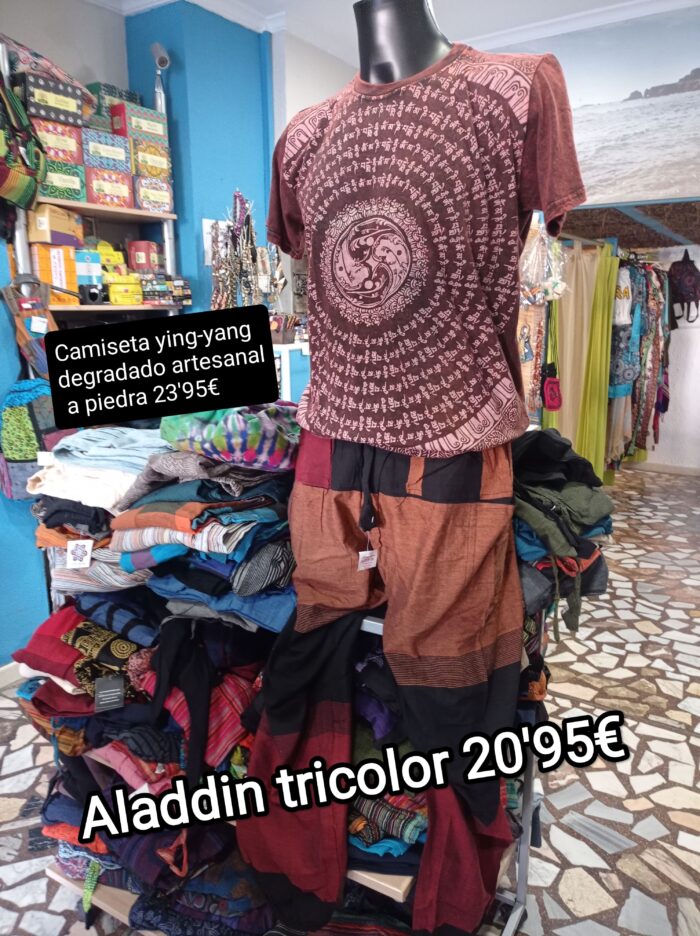 Camiseta ying yang color granate - Tienda de Ropa Hippie